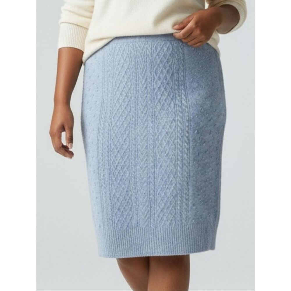 Eloquii Gray Cable Knit Sweater Skirt